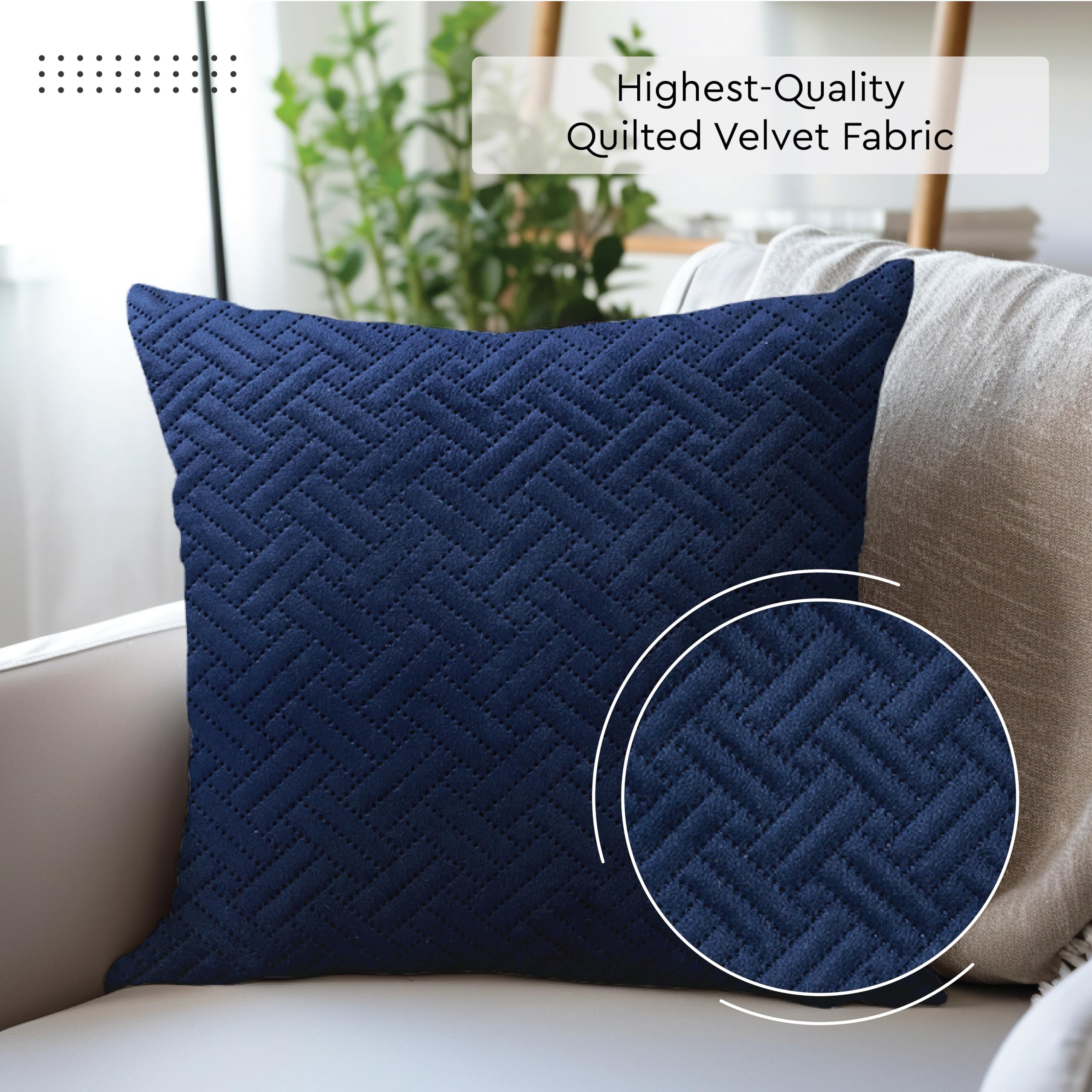 Encasa XO Cushion Covers 40x40 cm Set of 2, Navy Blue, 40 x 40 cm (Pack of 2) - Image 4