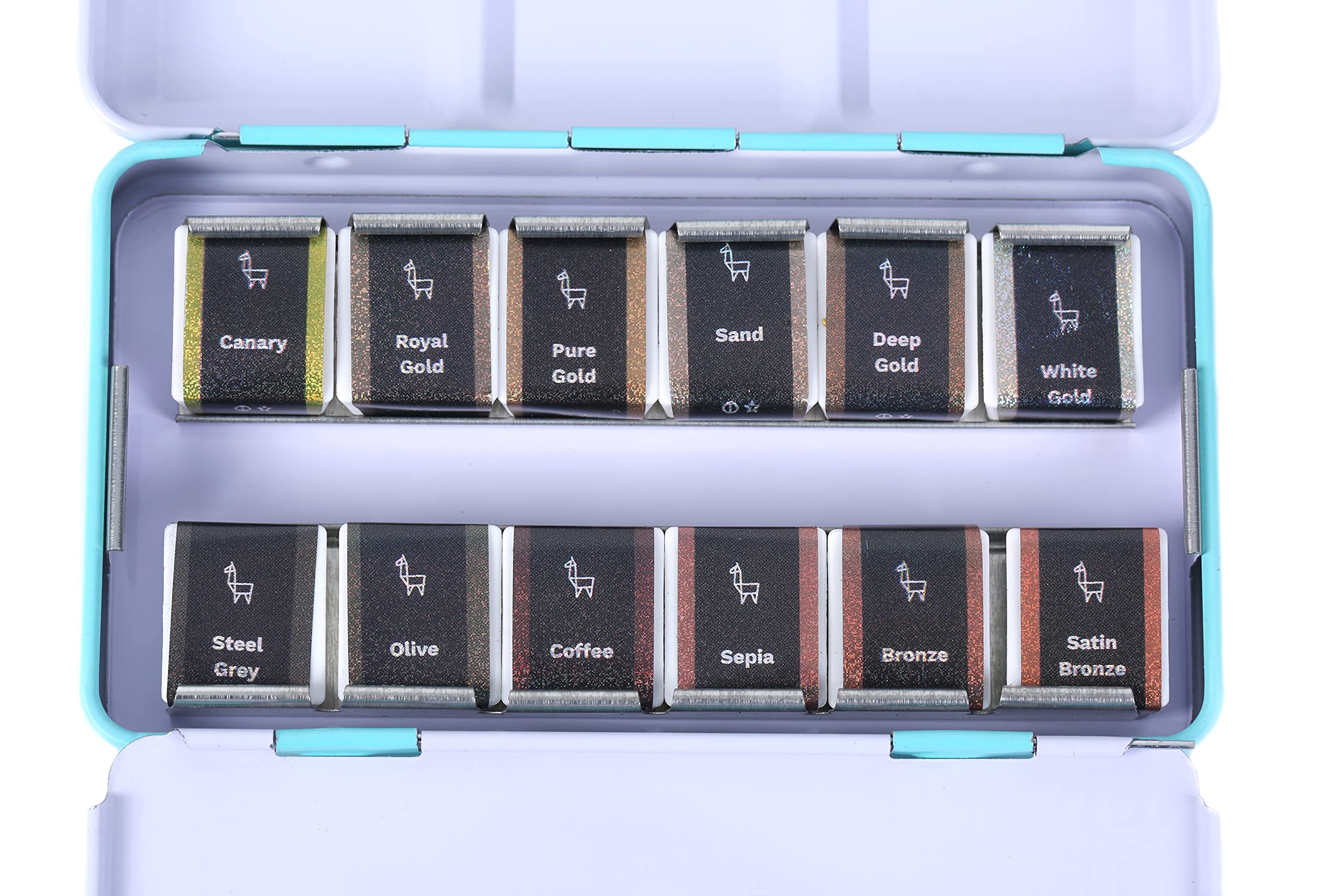 ETCHR Lot de 12 aquarelles nacrées Ensemble de peinture aquarelle dorée 12 peintures aquarelles métalliques