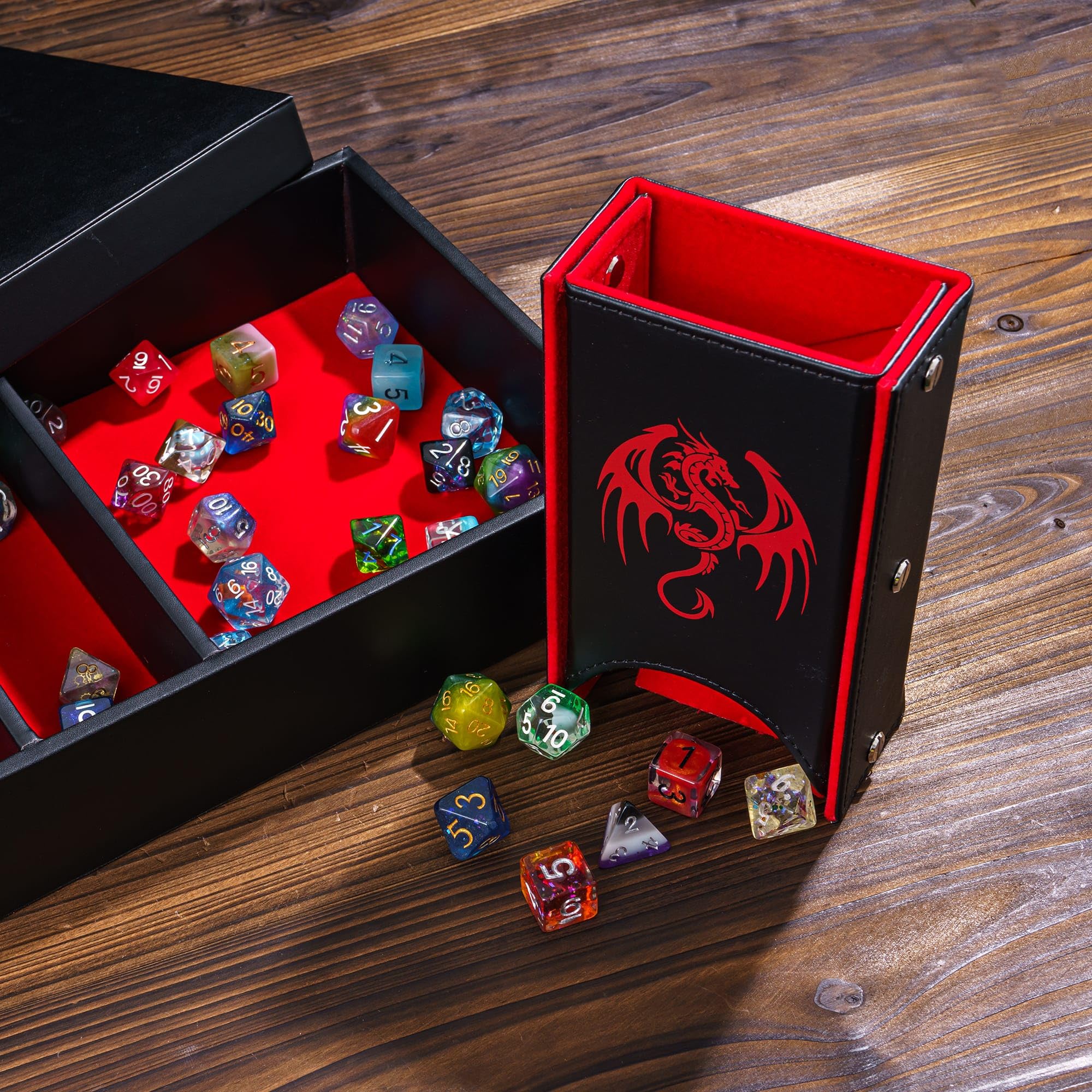 Mini boîte et plateau de dés D&D avec couvercle magnétique personnalisé, organiseur d'accessoires de donjon pour les voyages - France Mini boîte et plateau de dés D&D avec couvercle magnétique personnalisé, organiseur d'accessoires de donjon pour les voyages - France