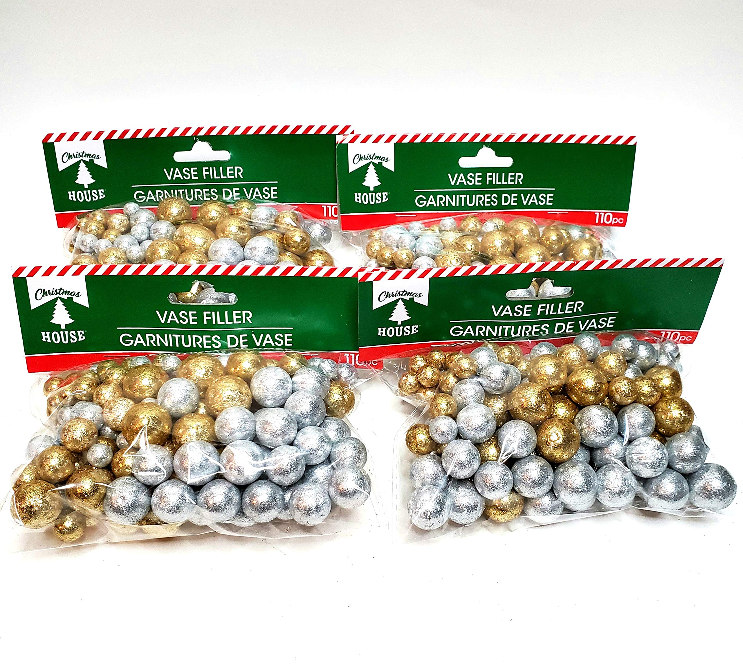 Rellenos para jarrón de oro y plata para mesas de comedor navideñas