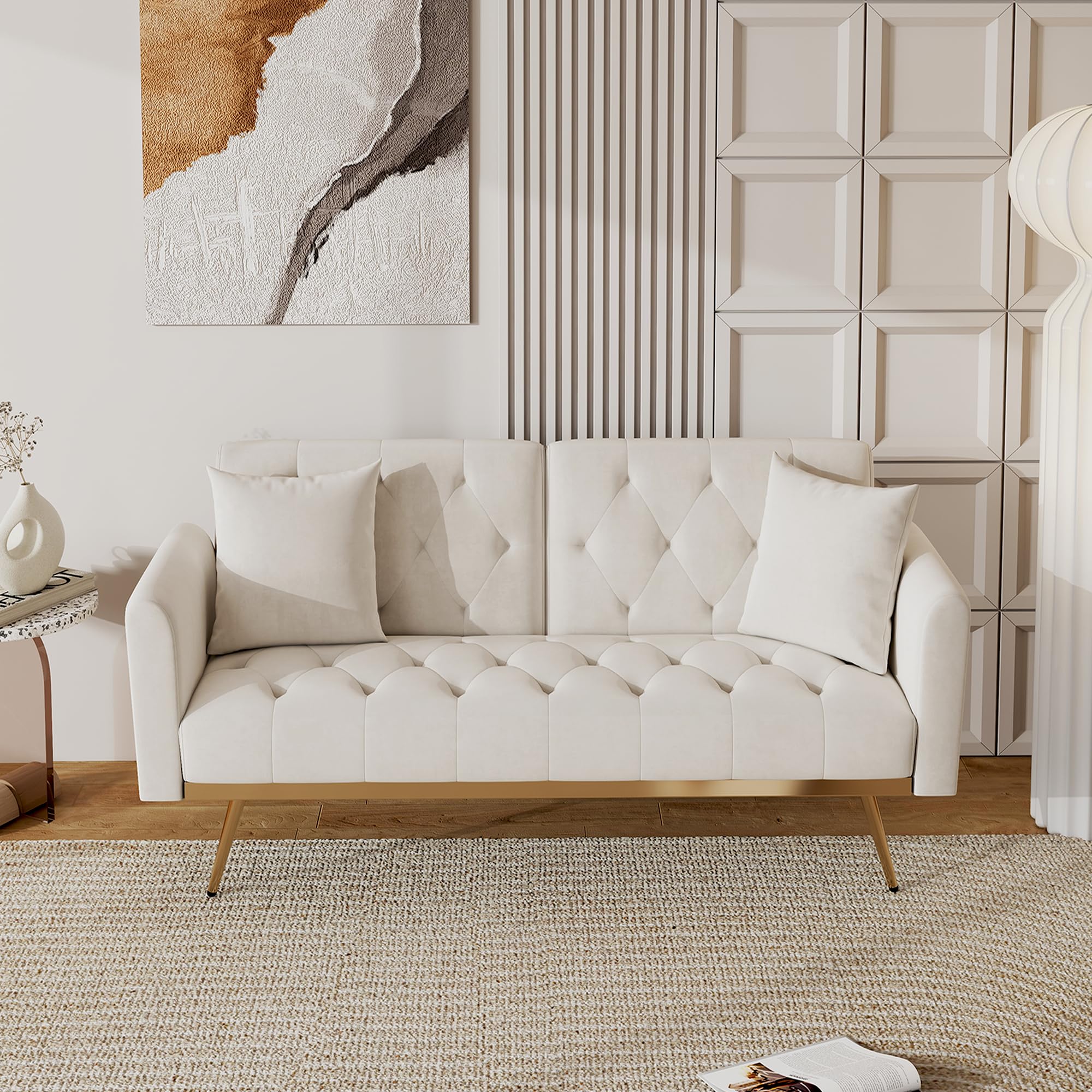 Amazon.com: Modern Velvet 2 in 1 Futon Sofa Bed,Convertible 