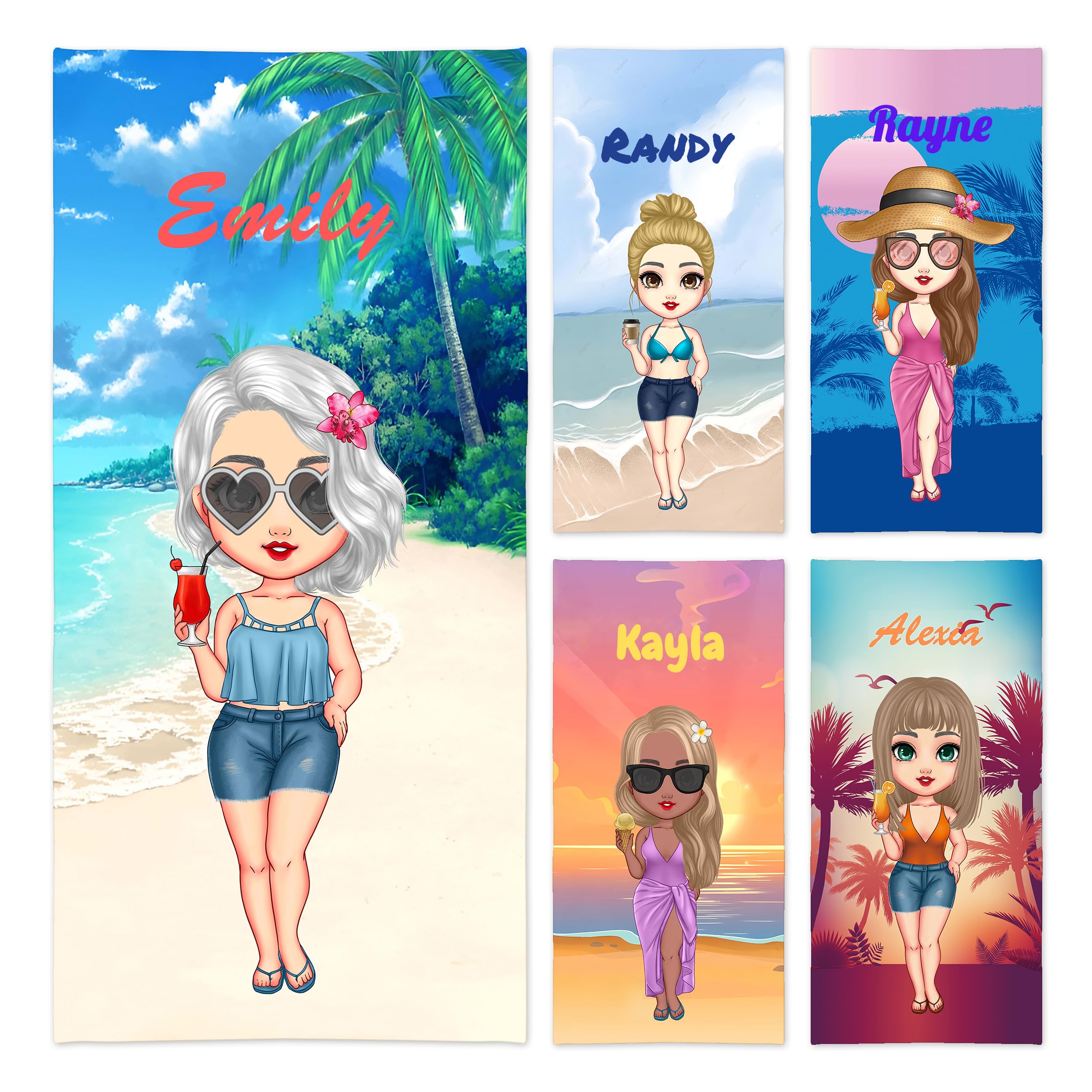 Uniqueta Personalized beach towel with name,Custom Travel Bath Towel for Bestie,Gift for best friends.60x120cm/75x150cm/90x180cm (Woman)