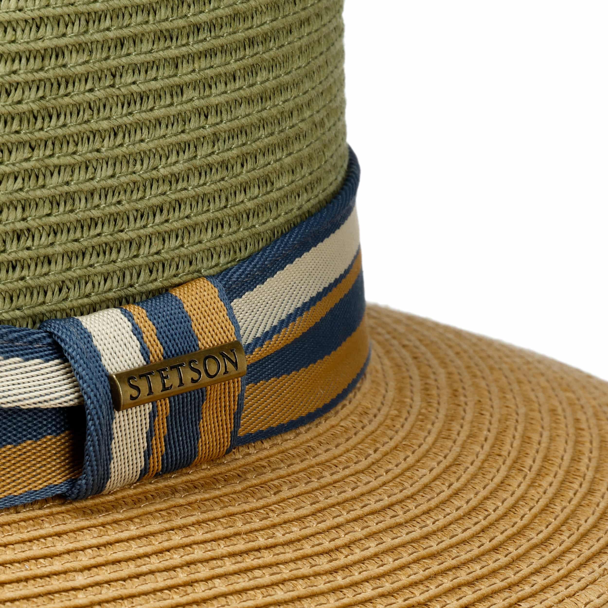 Stetson Romaro Toyo Traveller Sombrero de Paja Hombre Protección UV 40+ ala Ancha Cinta de groguen Primavera Verano