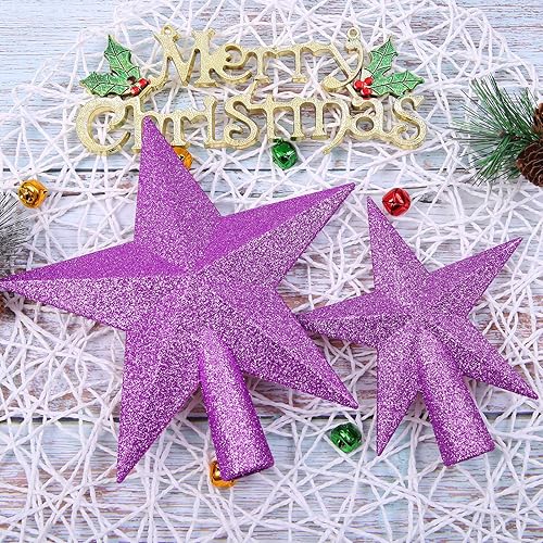 Vista 11 de Aneco - Estrella con brillantina para decorar el arbolito de navidad, decoración para la parte de arriba del arbolito Dorado