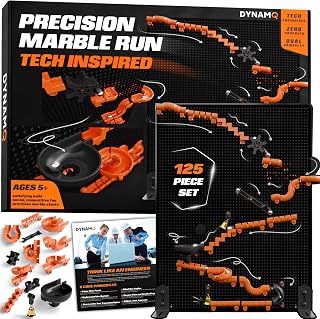 Precision Marble Run - 125 Piece STEM Building Set - Educational Learning Science Toys Kits for Kids Ages 5+ Adults - 3D Marble Maze Construction Game, Christmas Birthday Gifts for Boys, STEM Project