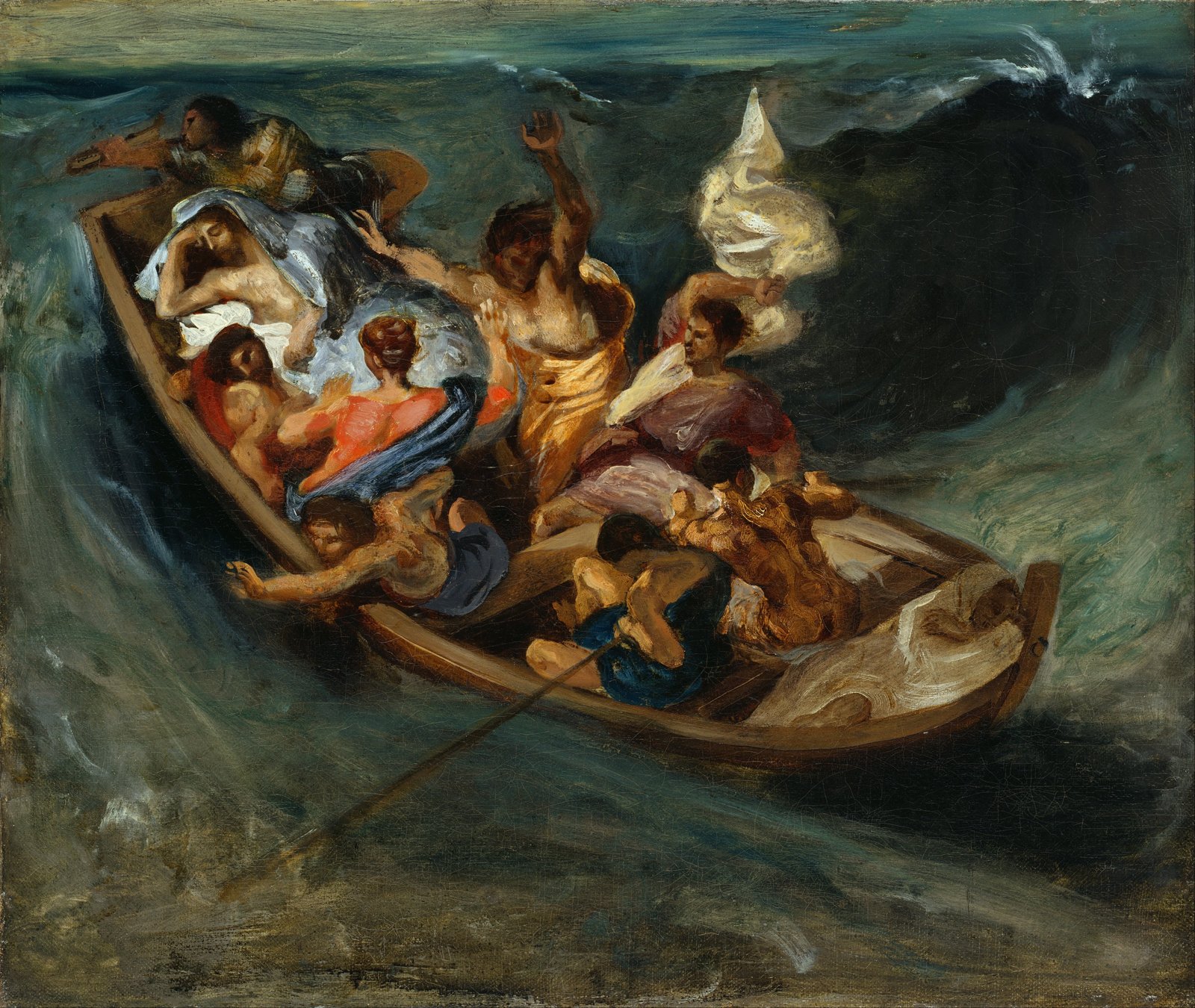 Déco salon tableau Eugène Delacroix Christ on The Sea of Galilee mat