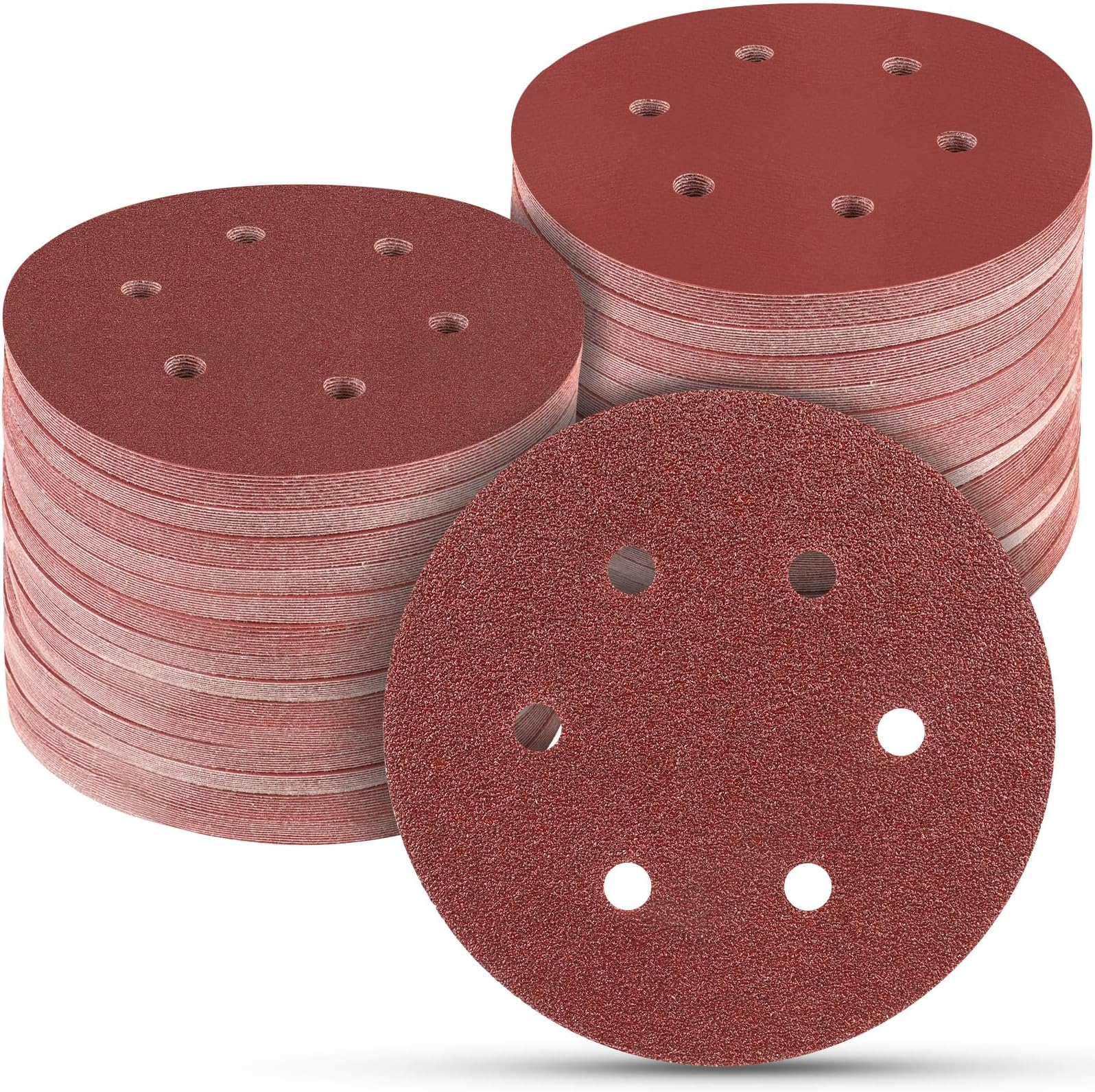 100 PCS 6 Inch Sanding Discs, 6 Hole Hook and Loop Sandpaper 60 80 120 240 400 Grit Set, Round Orbital Sand Paper Discs for Sander
