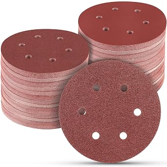 100 PCS 6 Inch Sanding Discs Random Orbital Sander Sandpaper | Orbital Sander Pads,6 Inch 6 Holes Hook and Loop Sand Paper Sander discs,Sanding Pads for Metal,Car,Wood