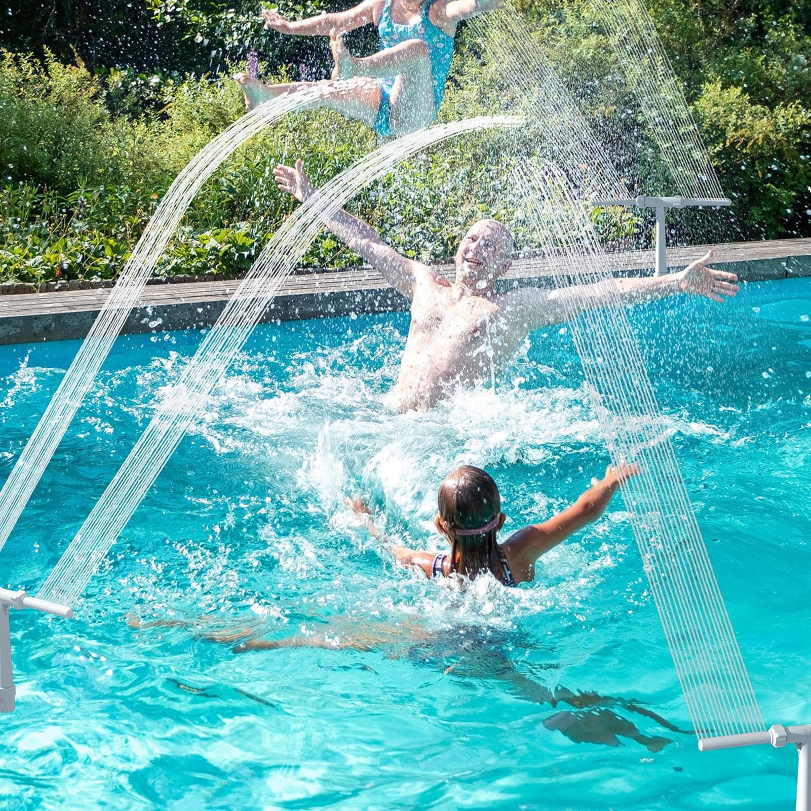 Fontana d'acqua per piscina e spa, con doppio spruzzo, design regolabile a 360°, fontana da piscina per piscine, fontana per irrigatori, ed efficiente, migliora la tua esperienza in piscina