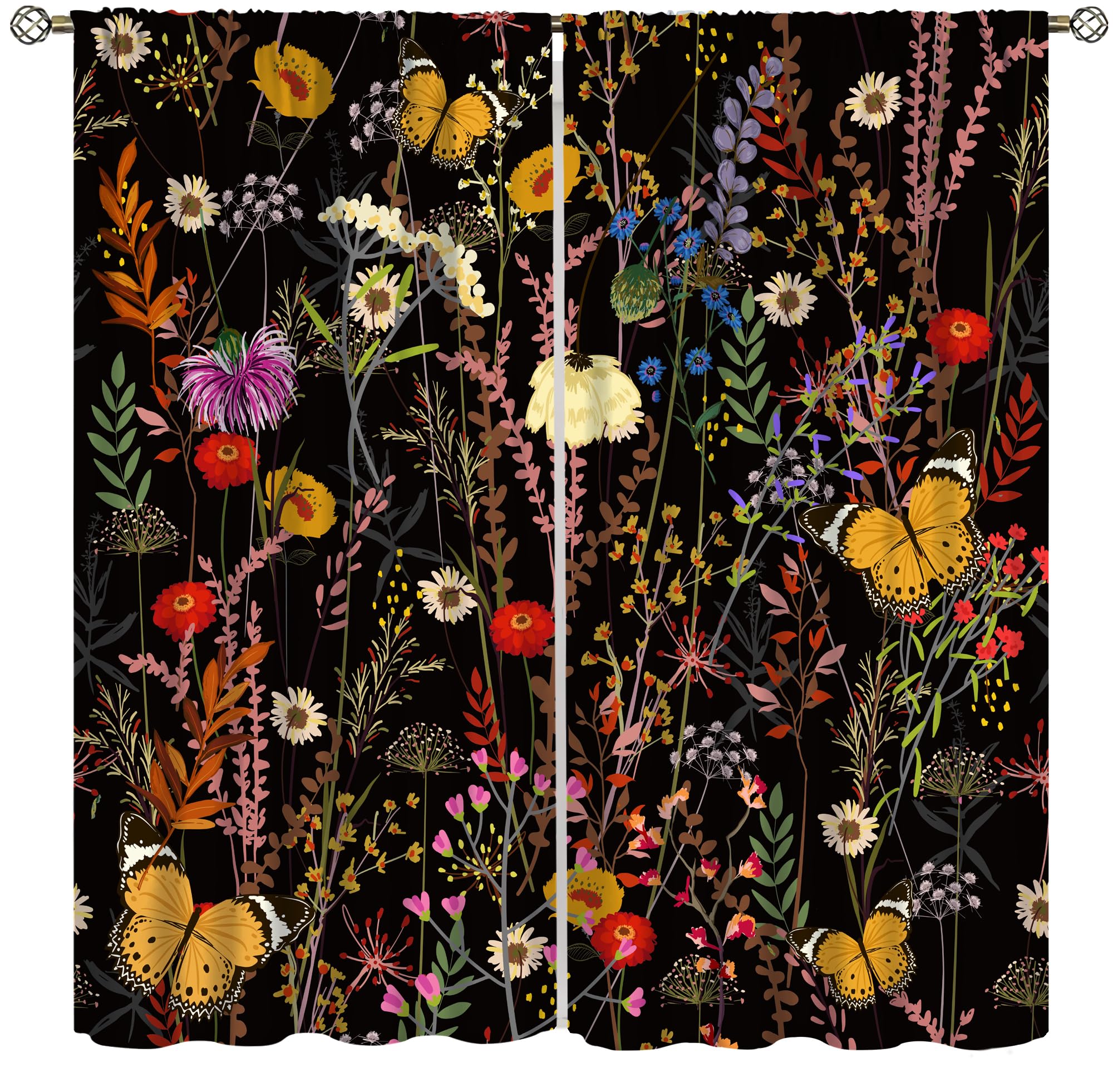 Tenda oscurante con motivo floreale, stile bohémien, con fiori colorati astratti, per ragazze e donne, per bar, camera da letto, ufficio, sala da pranzo, soggiorno, cucina, 106,7 x 114,3 cm
