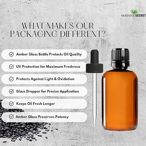 Miniatura 7 de Mayan's Secret - Aceite de semilla de comino negro prensado en frío de 4 onzas orgánico certificado por USDA -Nigella Sativa prensado en frío,