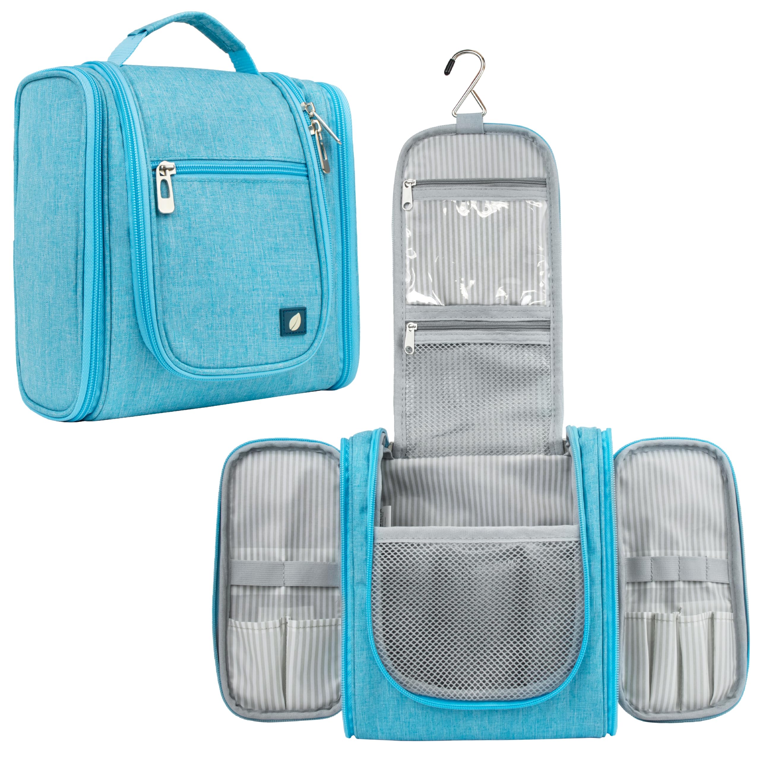 PAVILIA Beauty case da viaggio da appendere per donne e uomini, organizer per articoli da toeletta da bagno, Turchese, Standard (9x4x9), Beauty case
