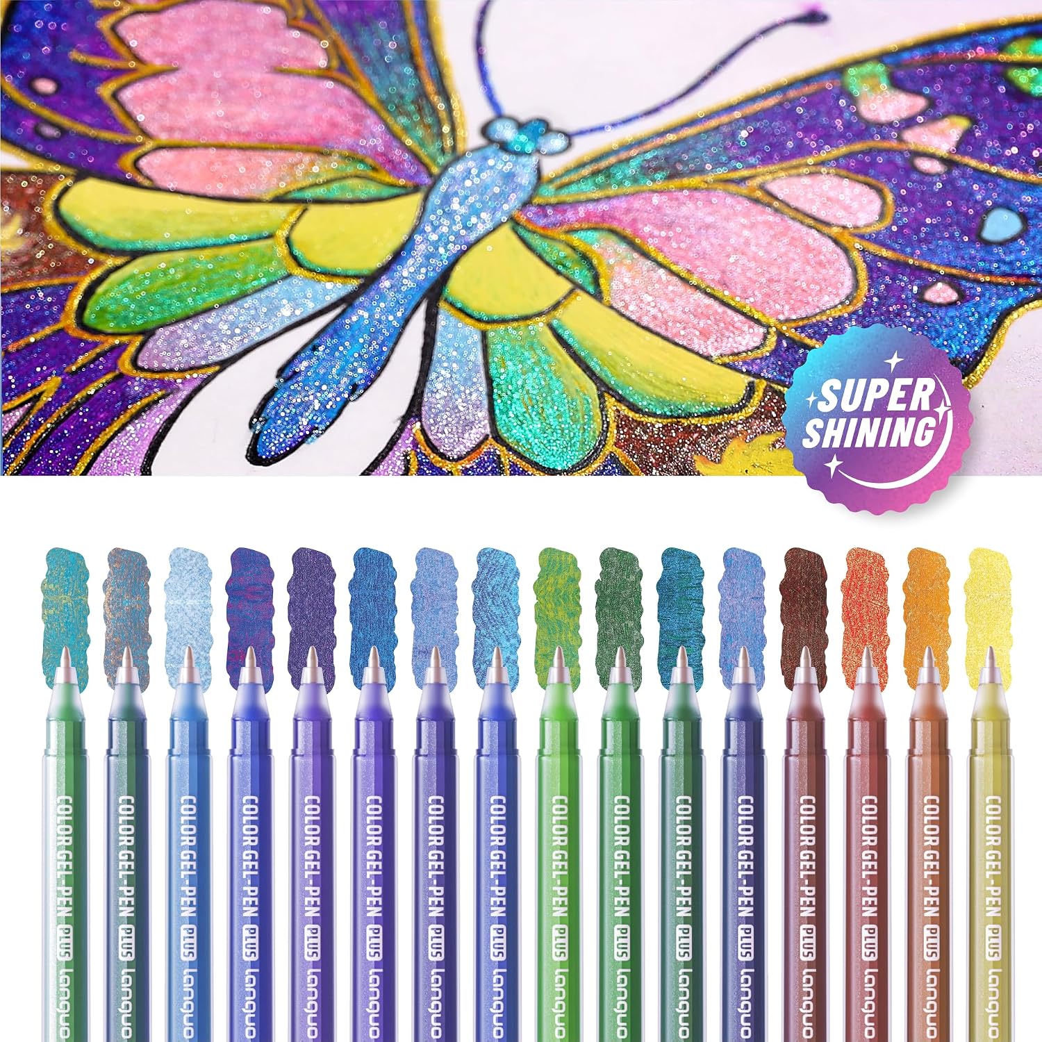 Ddaowanx Glitter Gel Pens, Metallic Glitter Pens for Adult Coloring Books, Journaling, Drawing & DIY Crafts, Teen Girl Gifts Trendy Stuff, Art&Scrapbook Supplies (16 Colors-Dazzle Glitter)