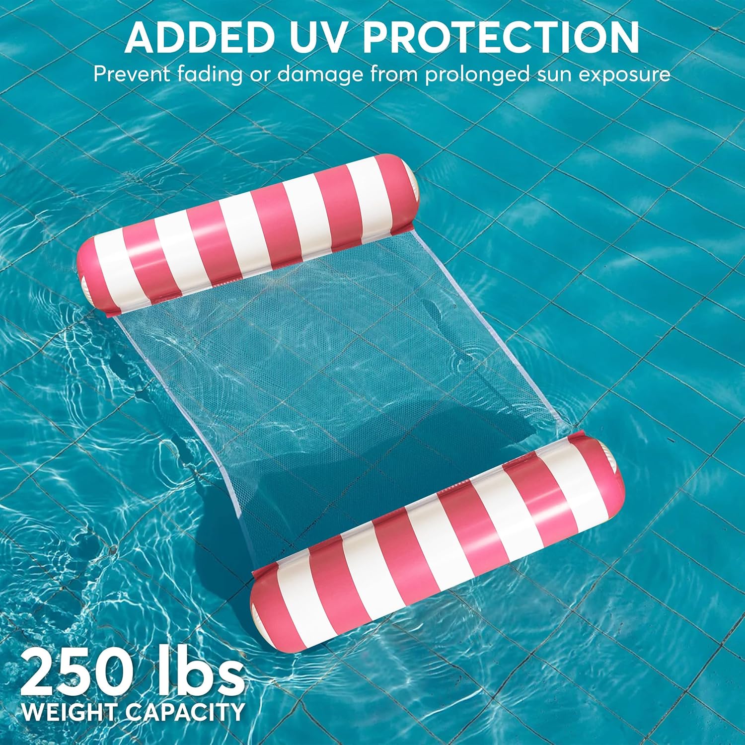 4 Pack Inflatable Pool Hammock Floats with Air Pump and Beach Ball, 4-in-1 Water Hammock Chair, Saddle, Lounge, and Drifter, Adult Size Pool Floaties for Swimming Pool - Image 7