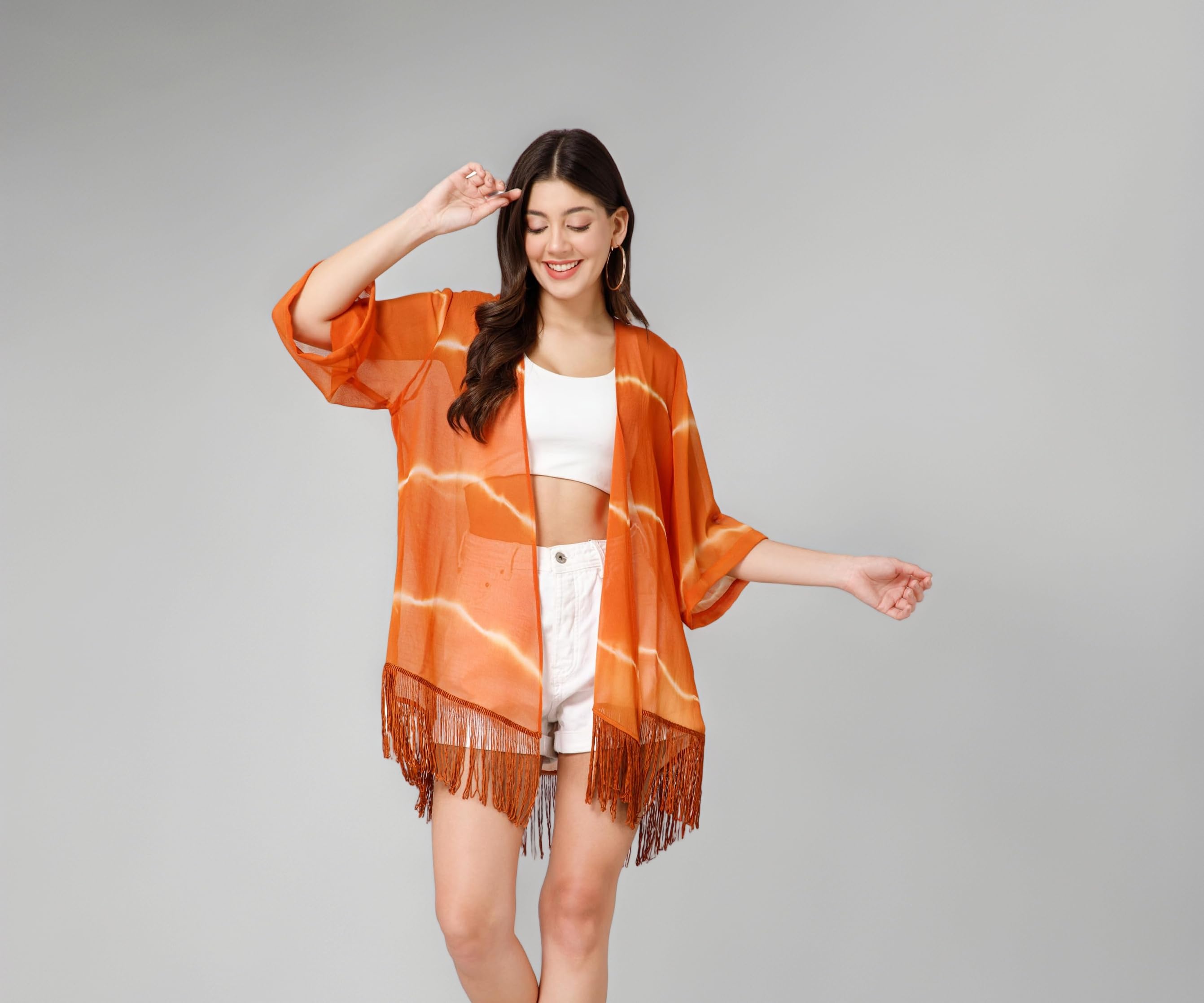 Abstract Print Shrug for Women | Lightweight Georgette Kimono| Versatile Casual Shrug for Layering and Summer Fashion