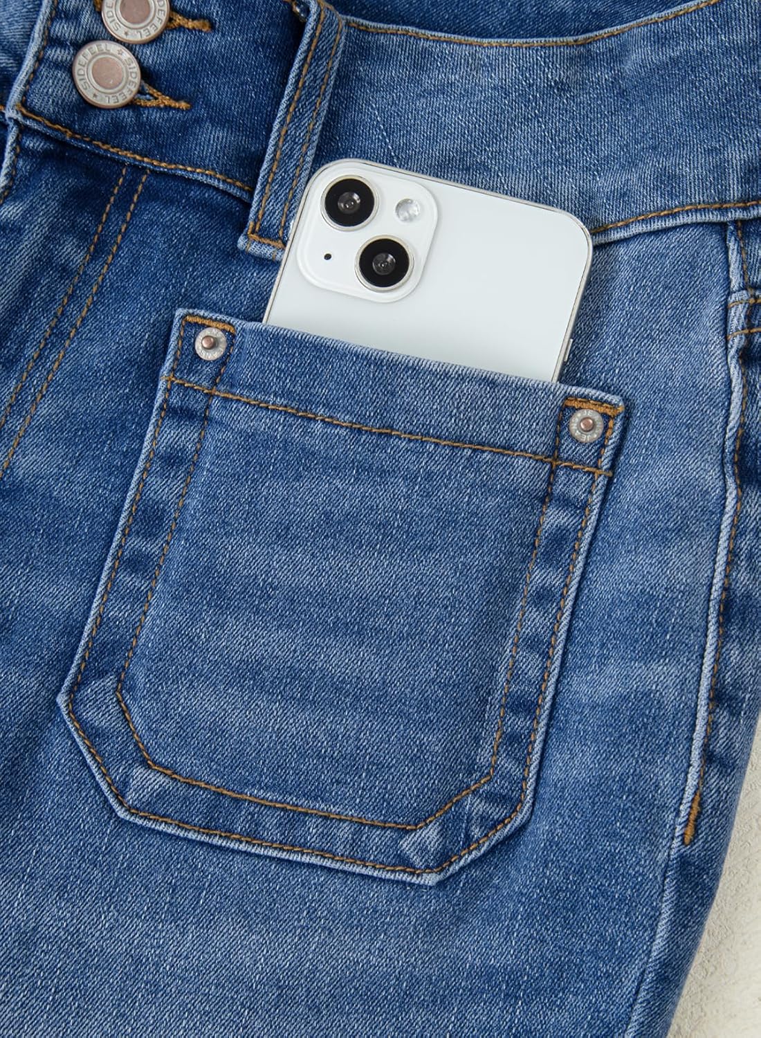 Sidefeel Women's Flare Jeans High Waisted Wide Leg Stretchy Bell Bottom Front Pockets Denim Pants - Image 6