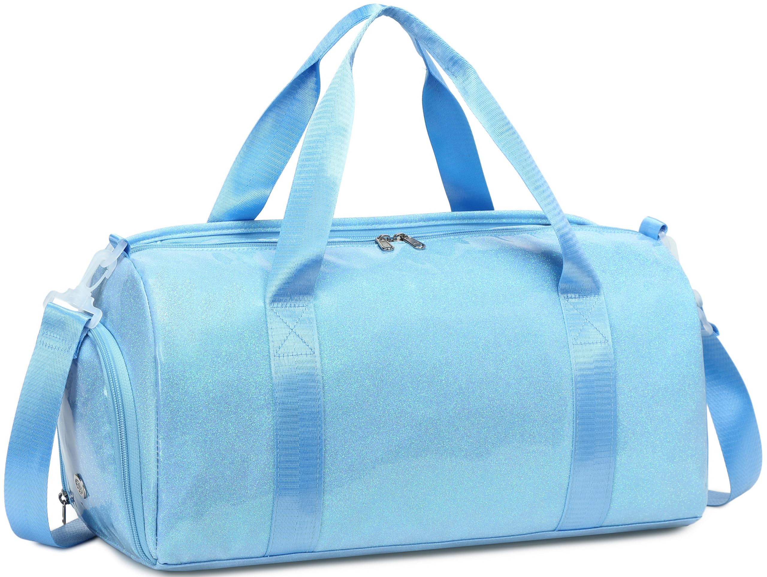Gym Bag Sports Duffle Bag with Wet Pocket Weekender Overnight Bags with Waterproof Shoe Pouch and Air Hole for Girls Kids Women Workout Travel Bags, Blue, 18.1 x 8.7 x 9.1 inches, Gym Bag