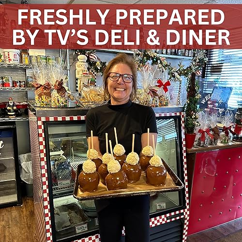 Miniatura 6 de TV's Deli & Diner Manzana de caramelo jumbo gourmet  Caramelo, botones de caramelo y chocolate negro  Hecho a mano y recién preparado (botones de