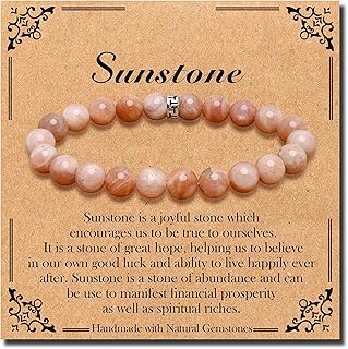 BONNY BOXX Natural Stretch Healing Gemstone Bracelet, 4/6/8mm Semi Precious Stone Bracelet for Men Women, Stress Relief Crystal Jewelry