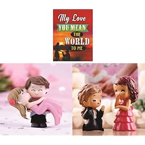 Chocozone Couple Hug Resin Showpiece Couple Miniatures Romantic Gifts for Girlfriend (Hug & Propose Combo) Multicolor