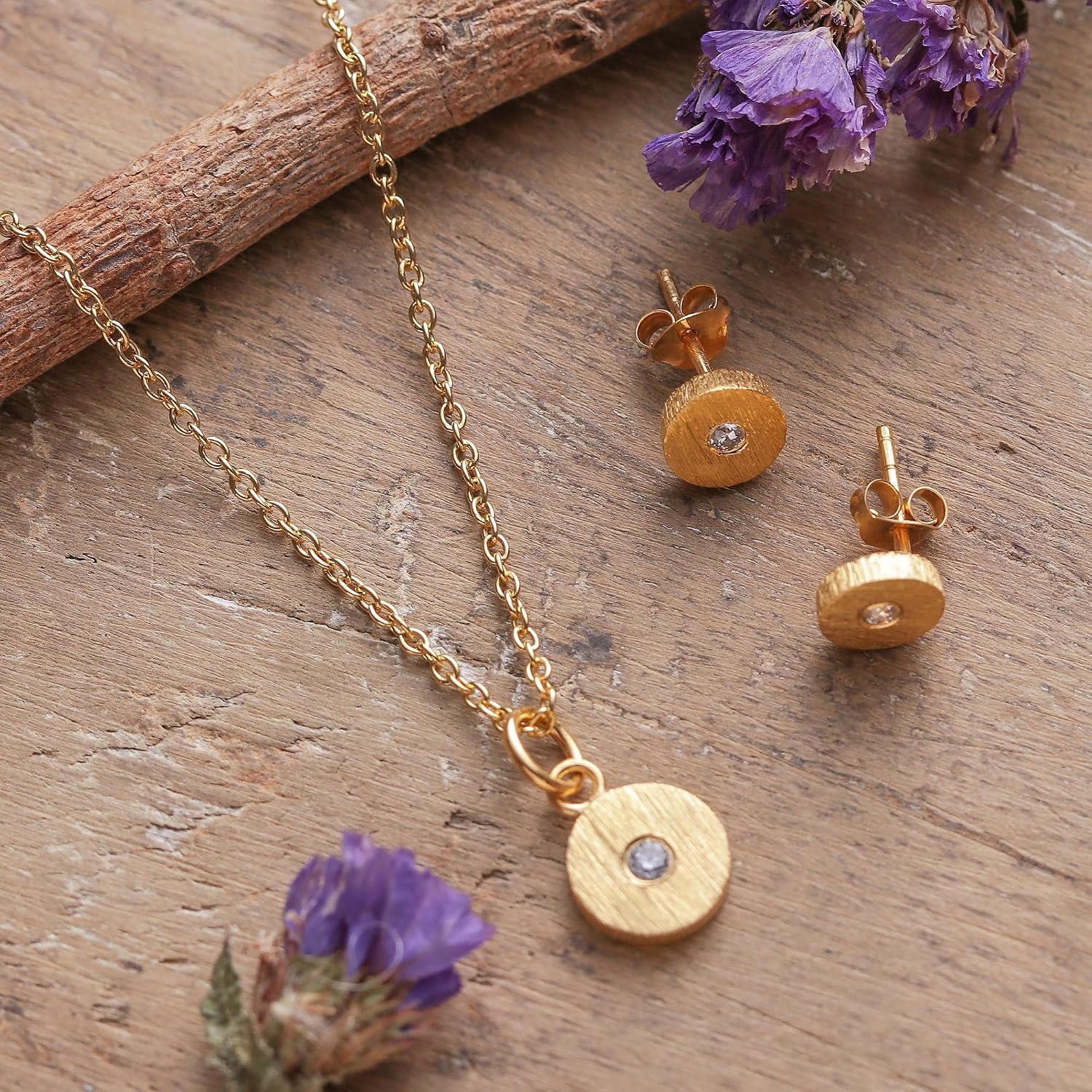 NOVICA Cubic Zirconia Gold Plated Jewelry Set 'Victorious Glimpse'