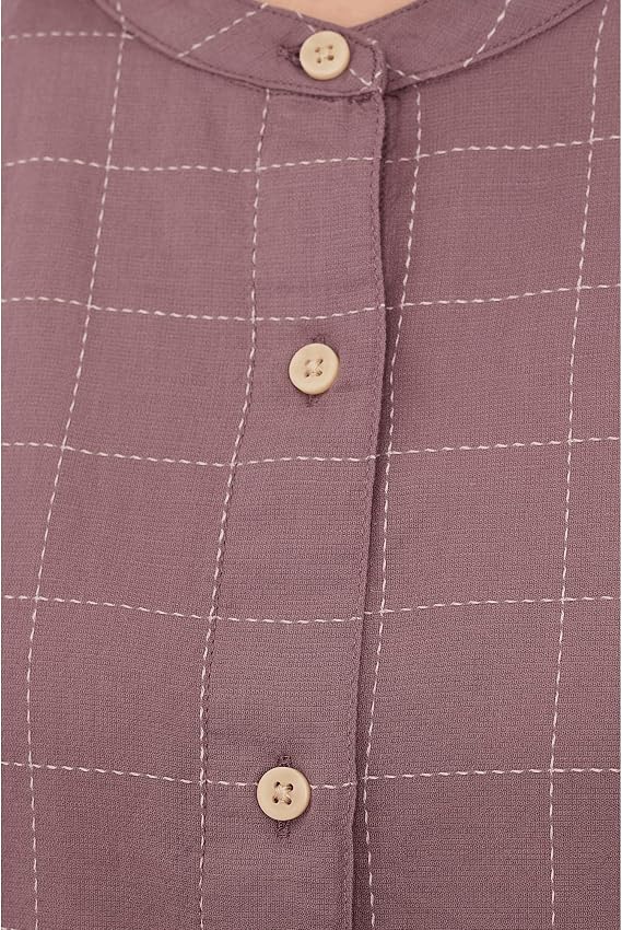 Marmot Womens Rhea Short Sleeve Light Mauve Global Plaid XS One Size