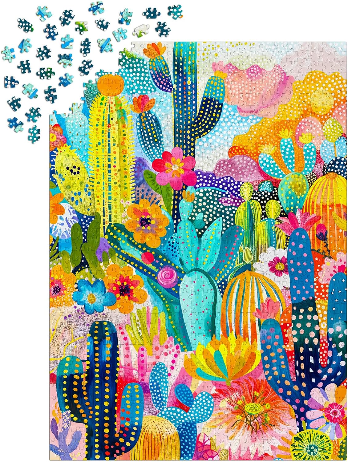 ENJOY Puzzle Blooming Cacti and Flowers Landscape Colorful Nature – 1000 Pieces Jigsaw Puzzle for Adults – Matte Finish, Soft Touch, Easy to Assemble, Tight Fit, Vivid Colors, Missing Pieces Service