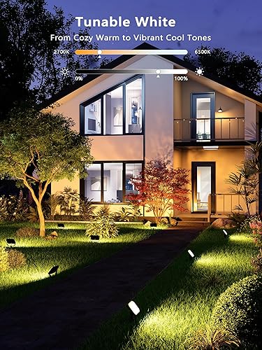 Miniatura 3 de BrizLabs Luces de inundación para exteriores, inteligente RGBCW Pathway Landscape Lighting APP Control, reflectores LED que cambian de color,