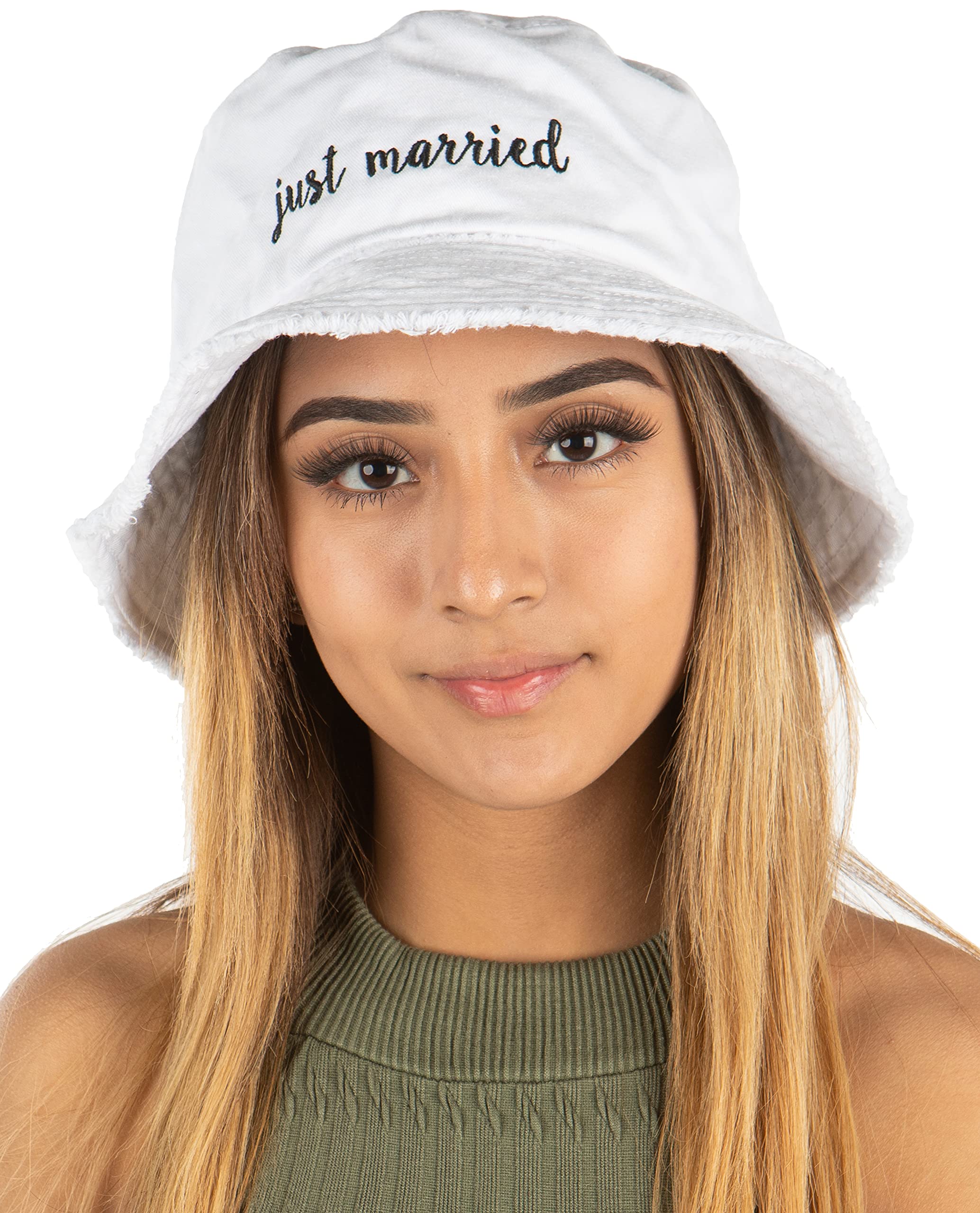 Funky Junque Bucket Hat for Women Bridal Bride Squad Bachelorette Party Accessory Honeymoon Embroidered Boonie Cap Sun Hat