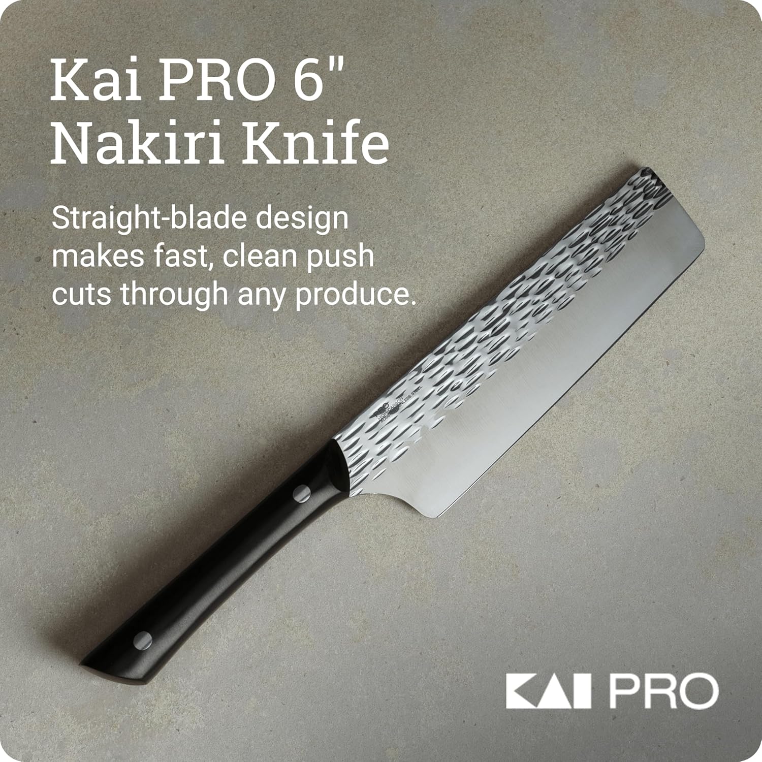 Kai PRO 6" Nakiri Knife, Hand Sharpened Vegetable Knife, Japanese AUS6M Stainless Steel Blade, Full-Tang POM Handle, NSF Certified, Slicing Tool for Professional and Home Chefs