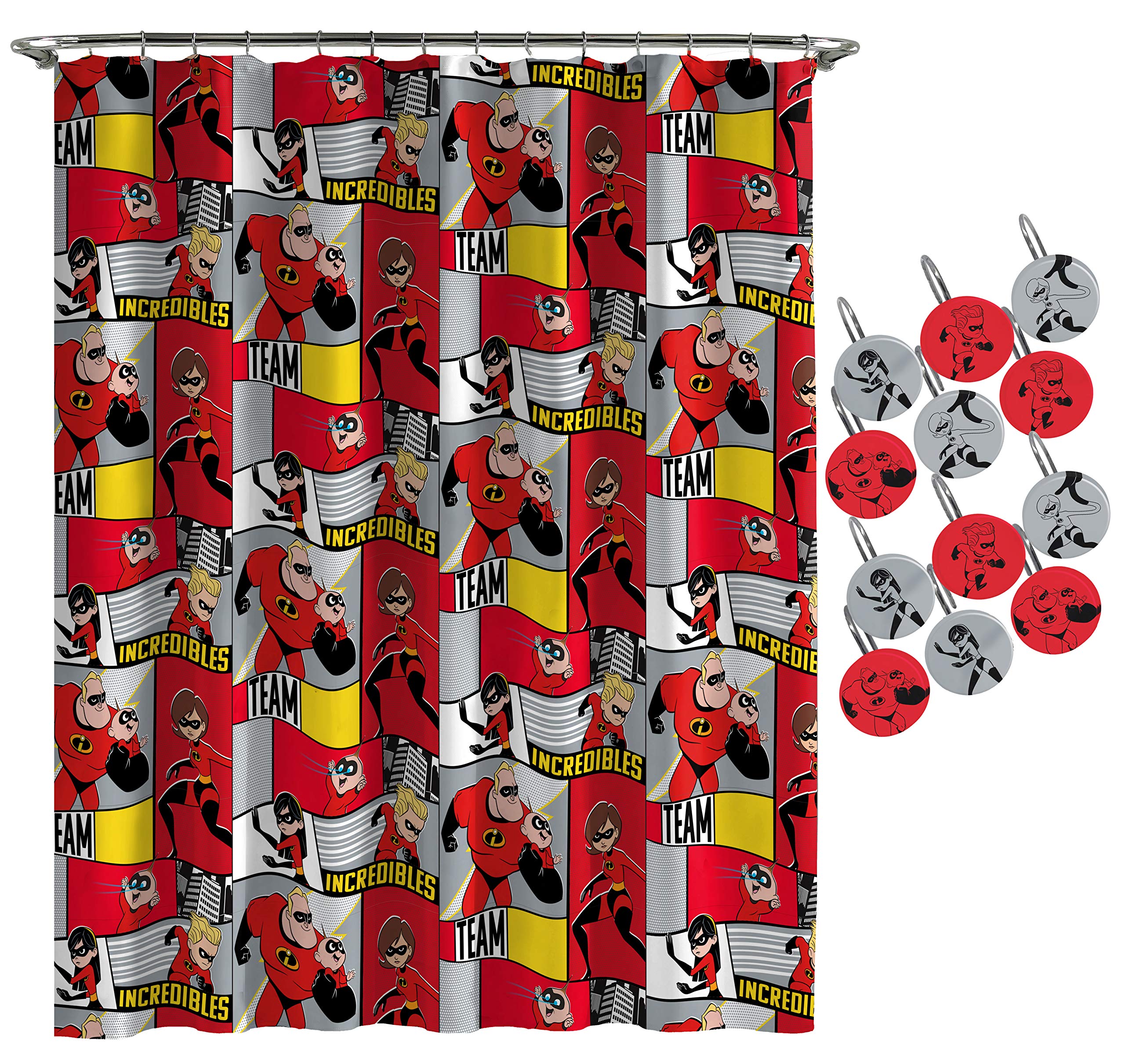 Disney Pixar Incredibles Super Family Shower Curtain And 12 Piece