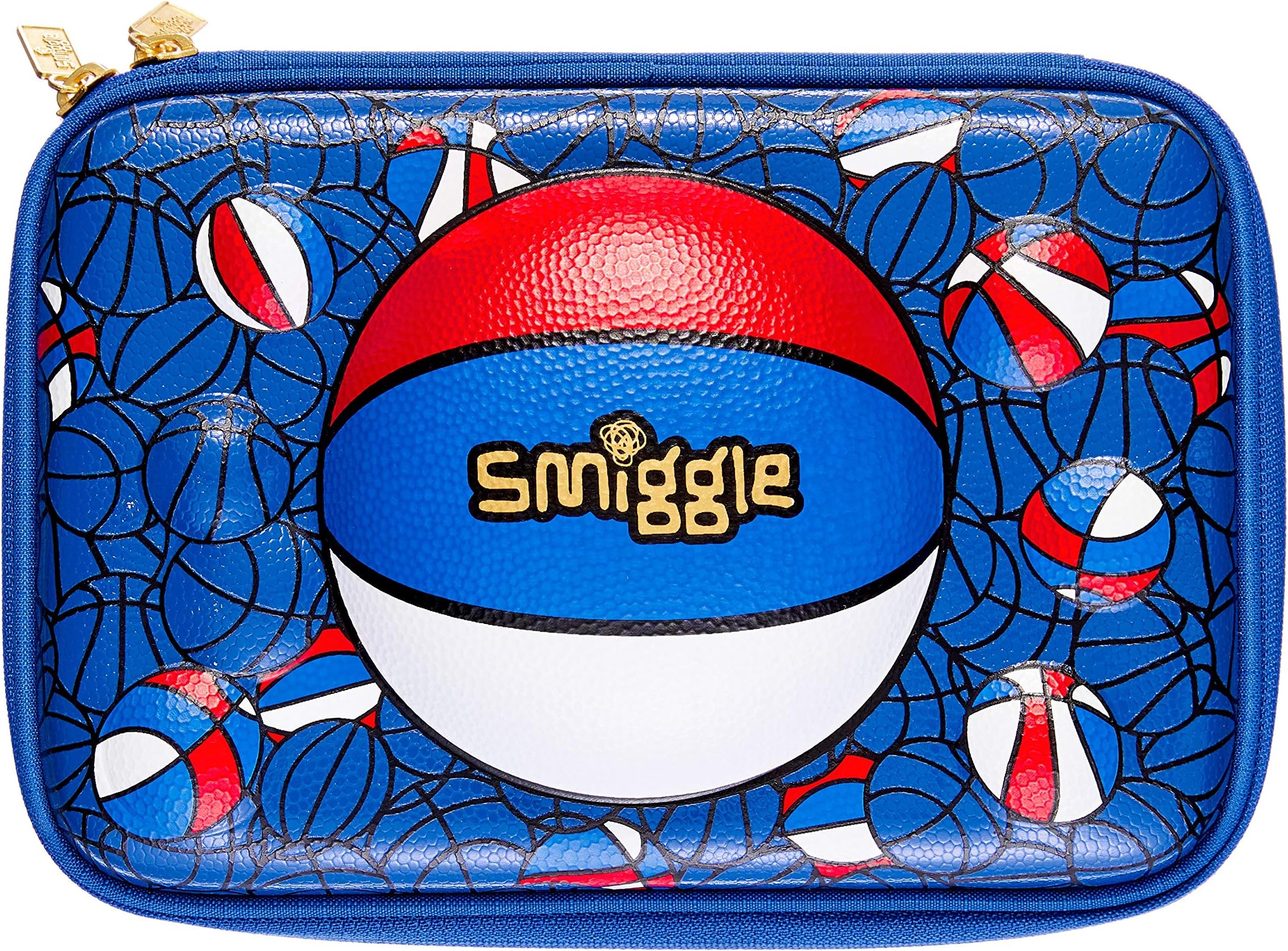 Smiggle Bball Hardtop Pencil Case, Basketball Print Blue Theme for Boys