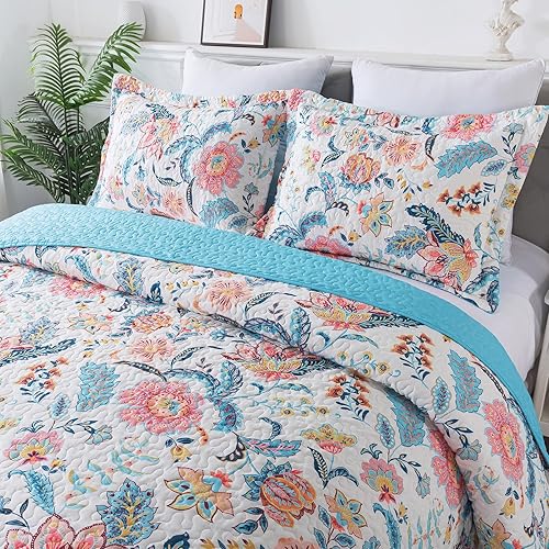 Vista 110 de BEDIFANY - Juego de colcha de algodón, tamaño queen, ligera, de estilo bohemio, suave, para decoración de la cama en todas las estaciones