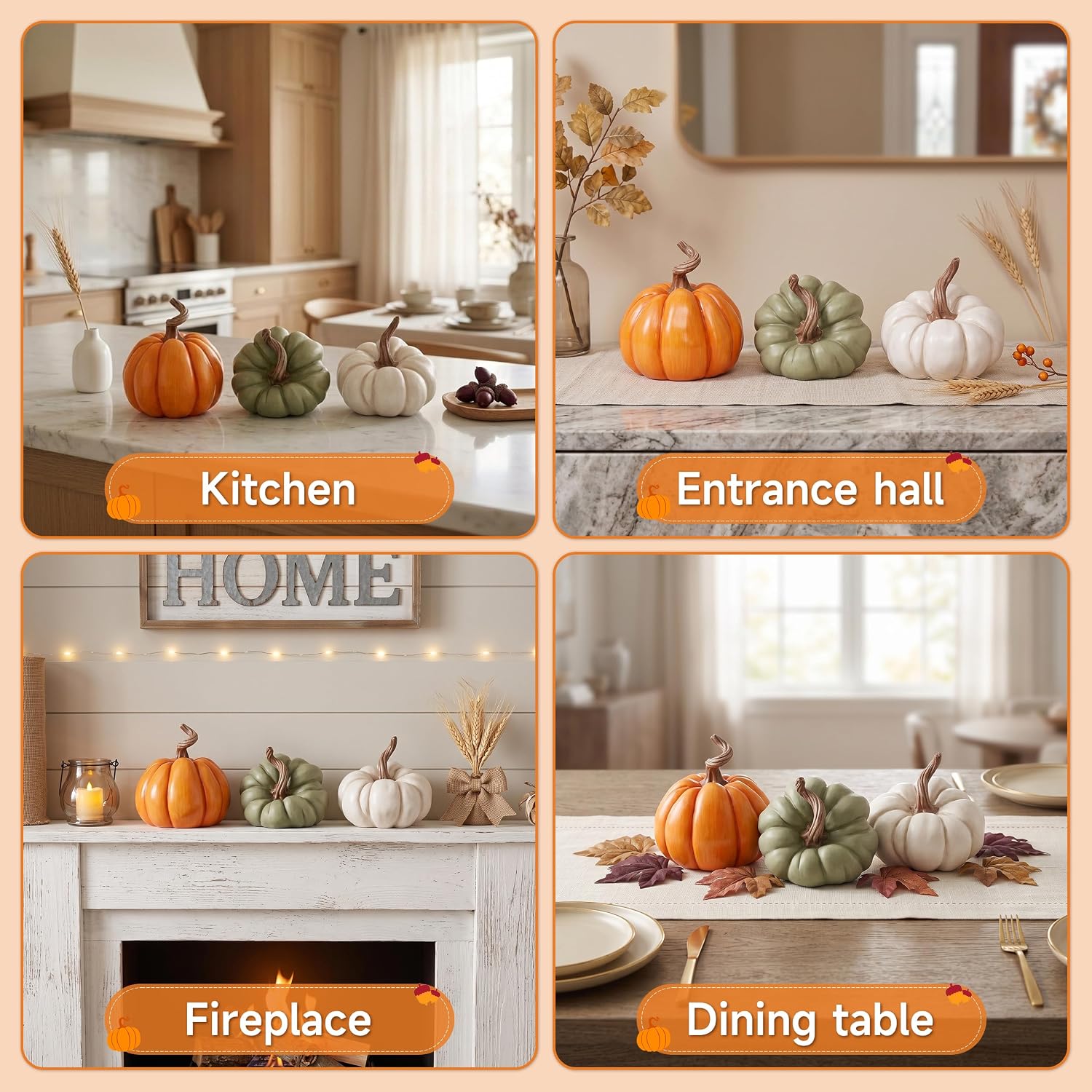 Fall Decorations for Home Pumpkin Decor Set Faux Ceramic Pumpkin Figurines image 5