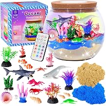 Modojuny Ocean Light Up Terrarium Kit for Kids - Sea Animal Toys LED Night Light Birthday Gift for Boys & Girls Ages 4 5 6 7 8-12, Kids Arts & Crafts Kit