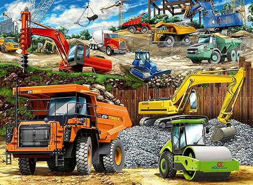 Ravensburger Vehículos de construcción rompecabezas de 100 piezas, juguete atractivo y educativo para niños, duradero y duradero, estimula la