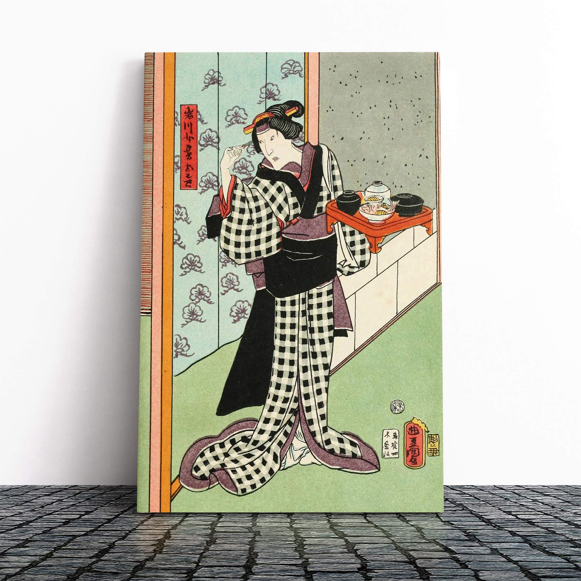 Wall Woman Japanese Oriental Art (3) Canvas Print | Gallery Wrapped 30mm Frame Wall Art | 20x14 inches | Ready to Hang | Asian People Picture | Living Room Bedroom Lounge Office