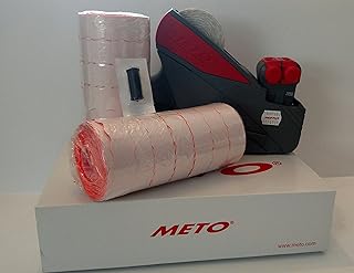 Meto 15.22/ 2 line Price Labelgun, Value Pack, Price Gun, Box Fluro Red Labels, Ink Roller