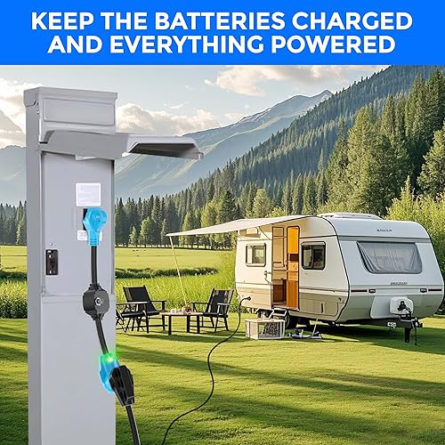 Miniatura 3 de CircleCord Cable adaptador de caravana de 30 Amp a 50 Amp, TT-30P macho a 14-50R hembra de alimentación eléctrica Dogbone con diseño de curva de 180