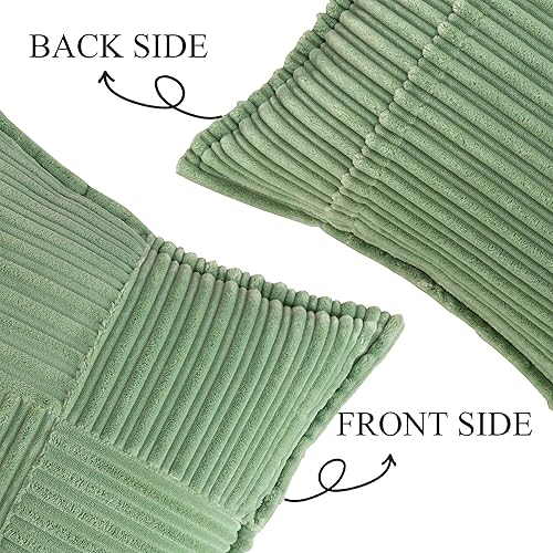 Miniatura 6 de UGASA - Juego de 2 fundas de almohada de pana súper suaves con diseño de rayas entretejidas con costado ancho para sofá, cama, sofá, regalo para el