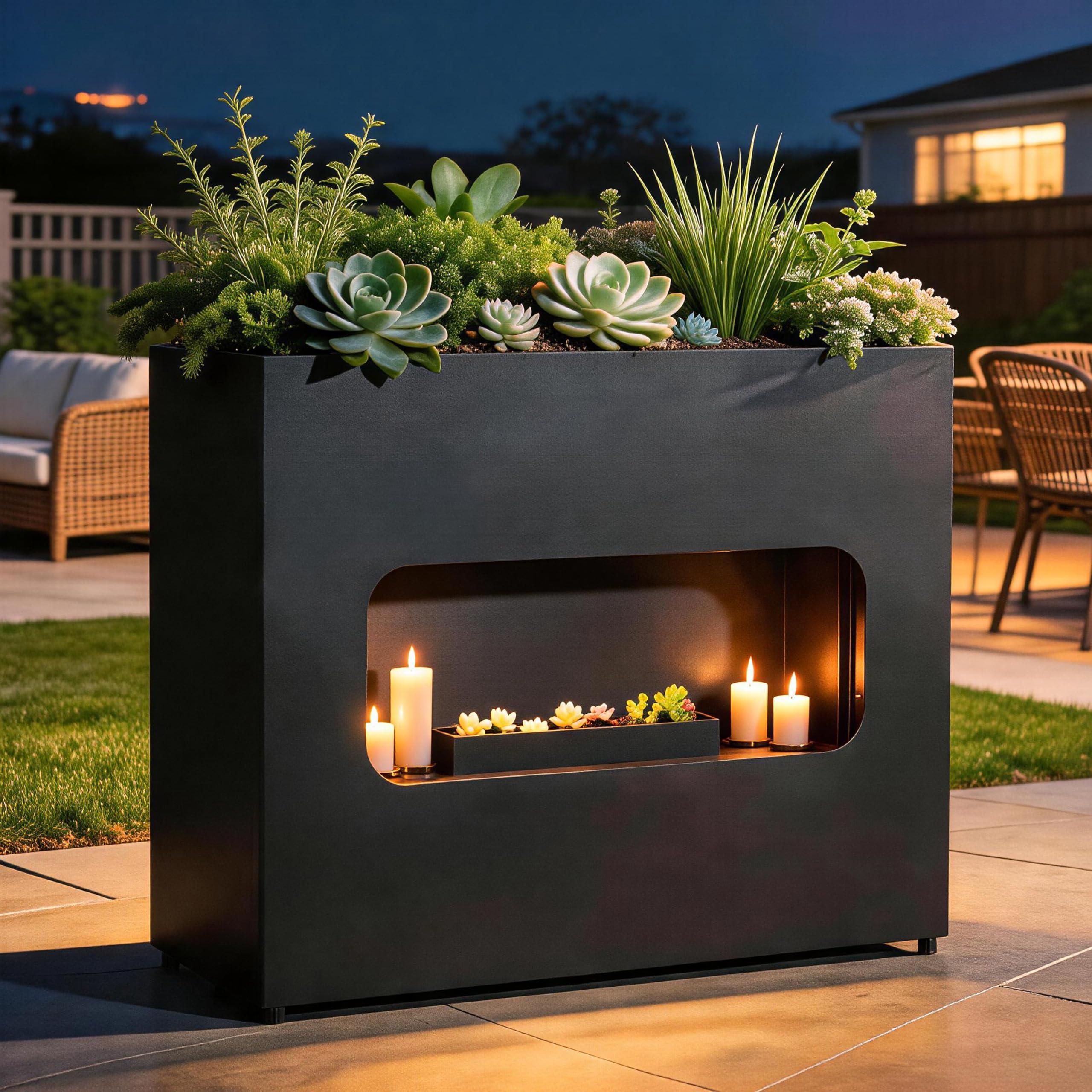 Turviaspact Metal Outdoor Planter Box 36INx12INx28IN | Black Rectangular Planters for Outdoor Plants Flower Pots for Porch,Patio,Deck,Balcony