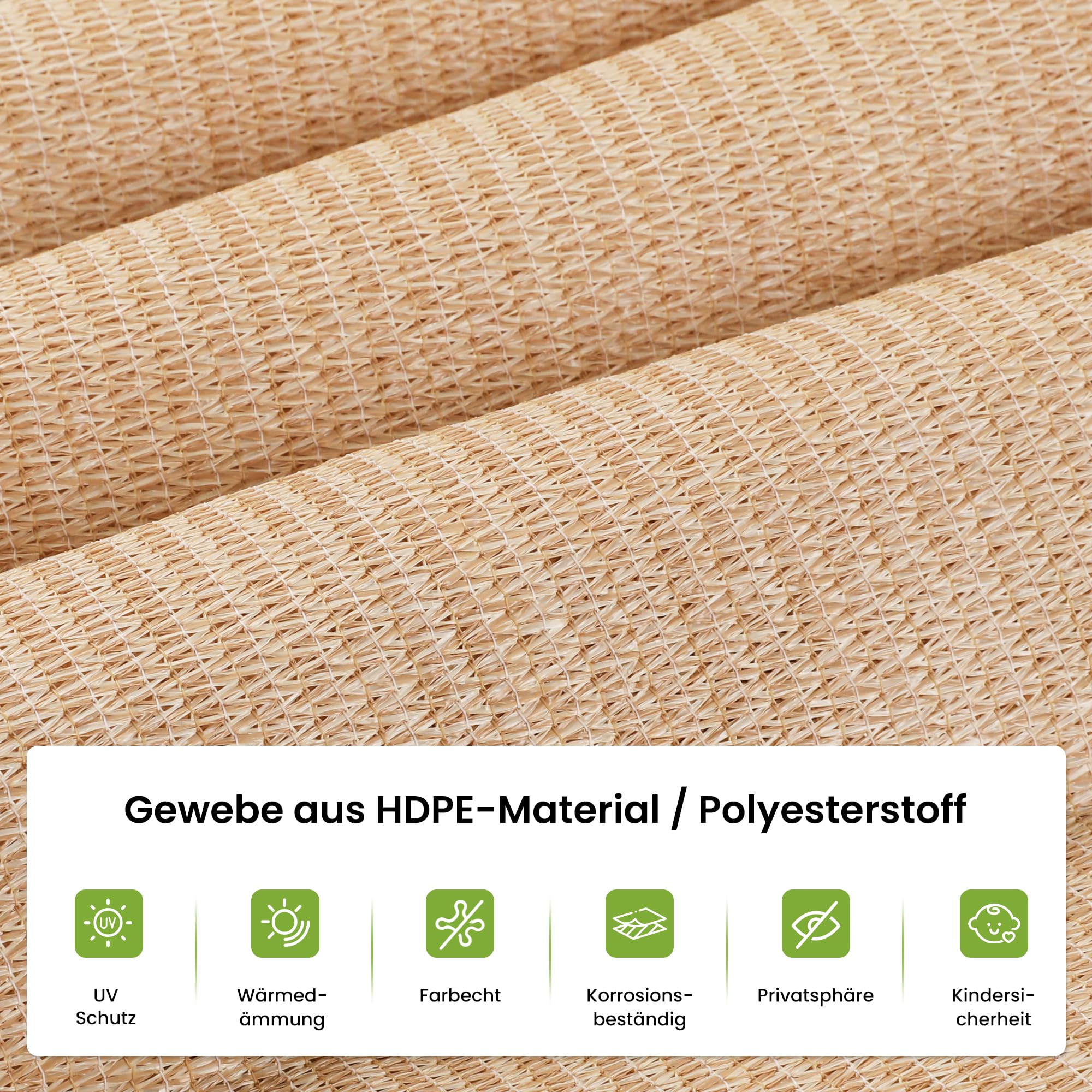 BelleMax Außenrollo Senkrechtmarkise Außen, Khaki (HDPE), 244x244cm(BxH), HDPE, aussenrollo Wetterfest Windschutz Sichtschutz, sonnenschutzrollo Outdoorrollo, Vertikalmarkise für Terrasse & Balkon