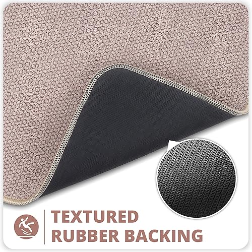 Miniatura 4 de Bath Mat,Ultra Thin Bathroom Rugs,Rubber Bath Mats for Bathroom,No Slip Bath Rugs,Quick Dry,Machine Washable,Low Pile,Absorbent,Shower Beige