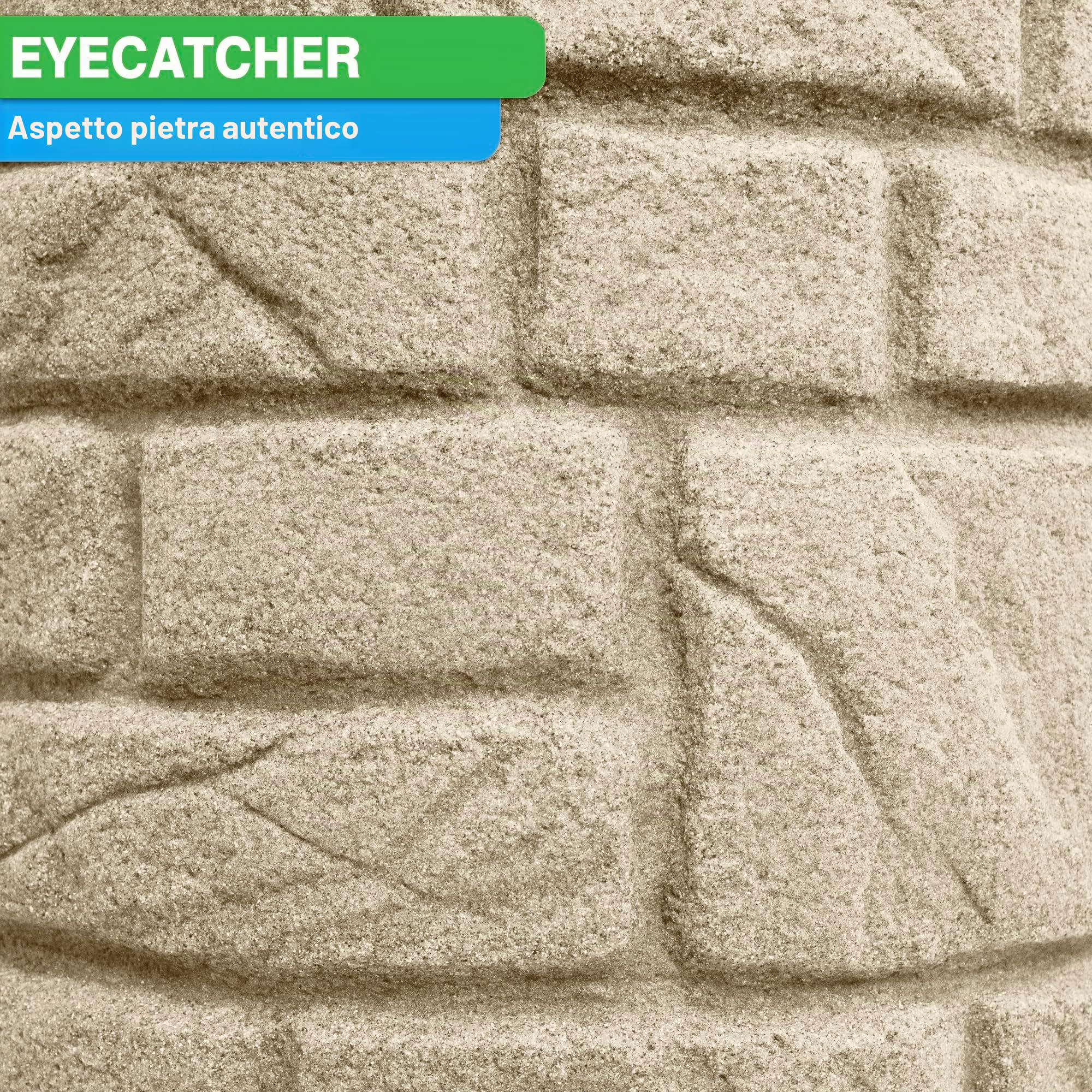 YourCasa Boccale per acqua piovana da 230 litri [StoneRain] con filettatura in metallo e coperchio in effetto pietra, resistente al gelo in plastica, serbatoio per acqua piovana, serbatoio per acqua