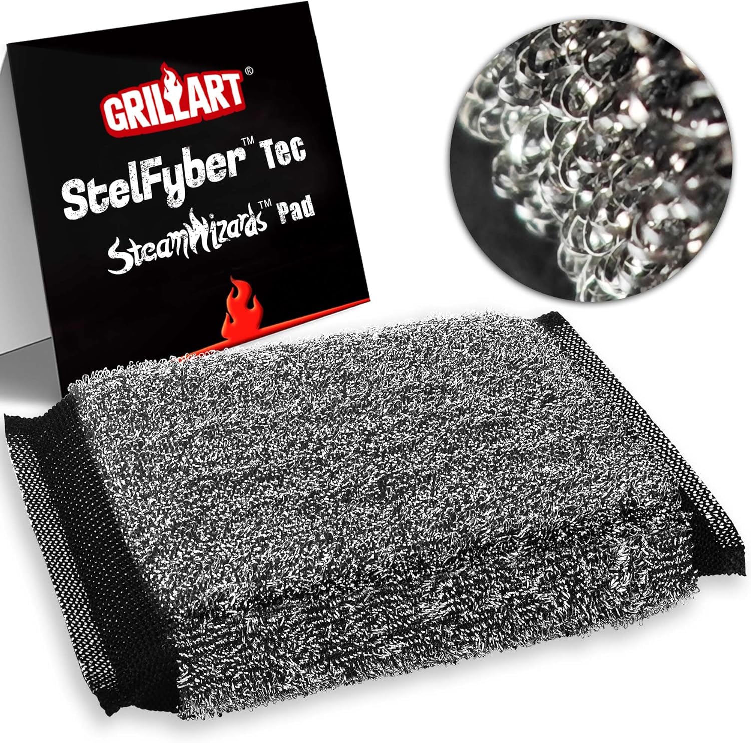 GRILLART SteamWizards Grill Brush Bristle Free, Safe BBQ Grill Brush for Outdoor Grill, Flat Top Grill Cleaner with Replaceable Head, Suitable for All Grates, Griddle Accessories, Dishwasher Safe