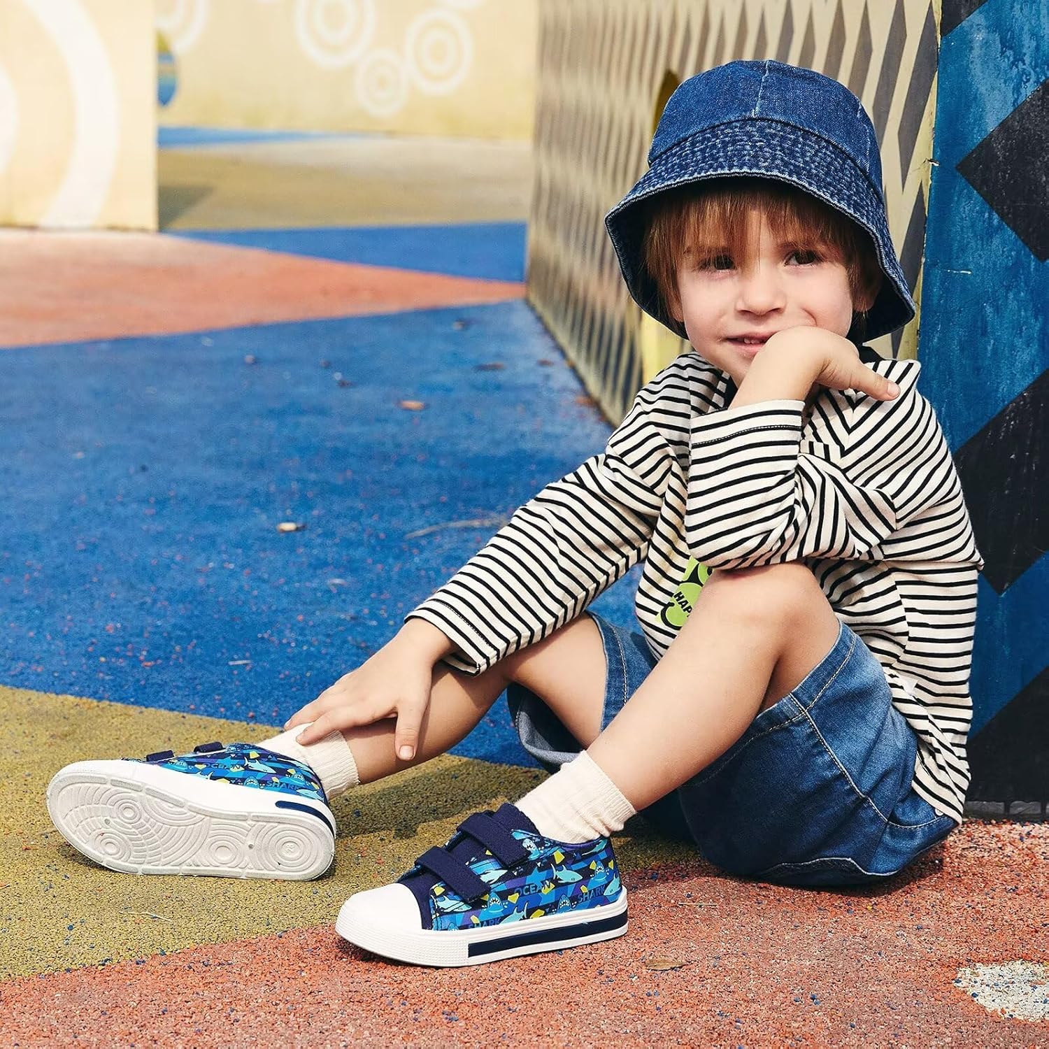 EUXTERPA Toddler Light Up Sneakers Kids Casual Canvas Shoes with Adjustable Strap for Girls Boys - Image 3