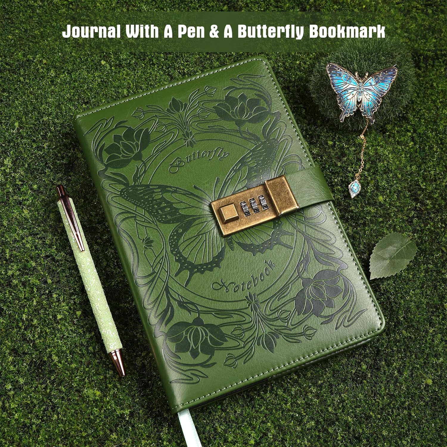 TIEFOSSI Diary with Lock for Women Girls, Lined Locked Journal, Butterfly Journal Notebook with Pen and Bookmark, A5 Refillable Locking Journals for Writing, 224 Numbered Pages - Image 5