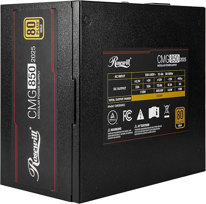 Rosewill CMG5 850W ATX 3.0 80+ Gold Fuente Modular miniatura 3
