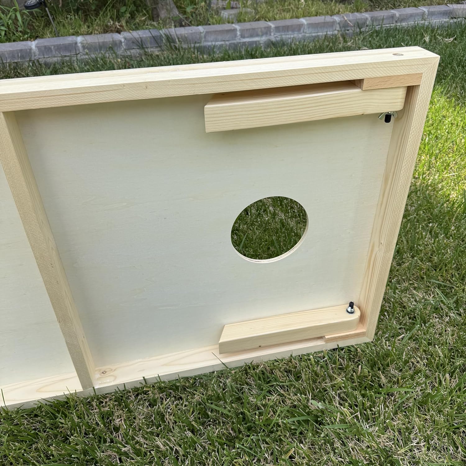 SXTL Solid Wood Premium Cornhole Set - Includes Set of 8 Corn Hole Toss Bags and Carrying Bags (The Flag Cornhole Bags)