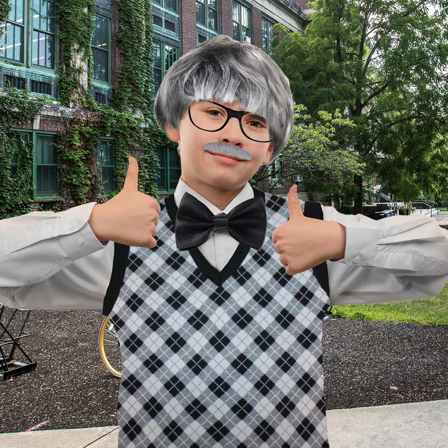 ATTBEA Old Man Costume Wig for Kids 100 Days of School Costume for Boys Old People Costume Set for Adults Men Halloween costume - Image 5
